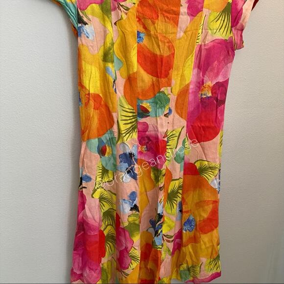 FARM Rio Brazil Vibrant Yellow Orange Tropical Soft Cotton Colorful Mini Dress S - Picture 8 of 12
